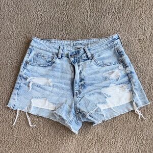 American Eagle Light Blue Distressed Denim Shorts